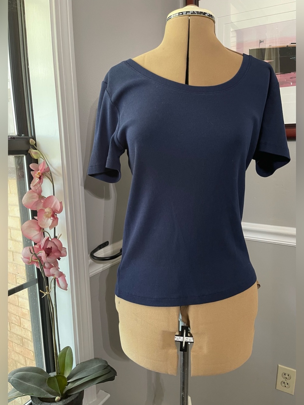 LOFT Navy Scoop Neck Short Sleeve Tee